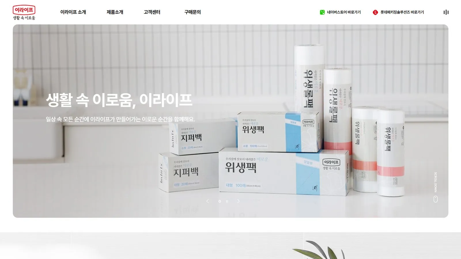 롯데패키징솔루션즈 홈페이지 제작 첫 화면